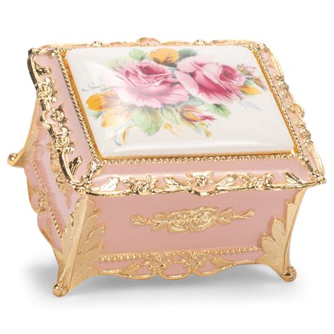 metal flower jewelry box|decorative metal floral containers.